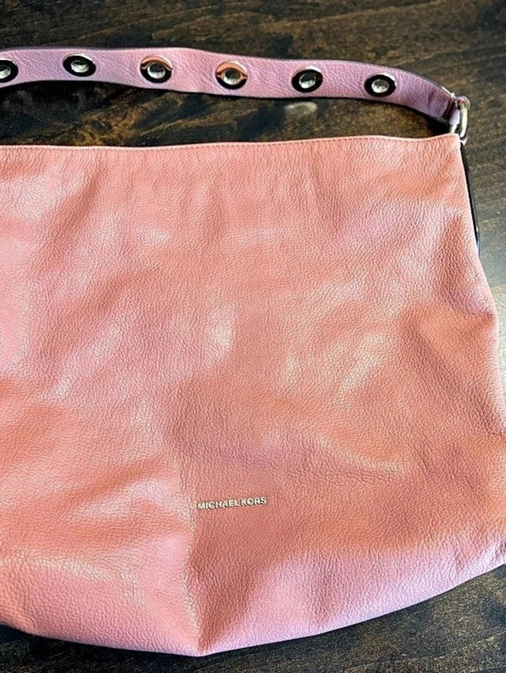 Michael Kors Astor Grommet Hobo Shoulder Bag Pink Leather Shoulder Bag